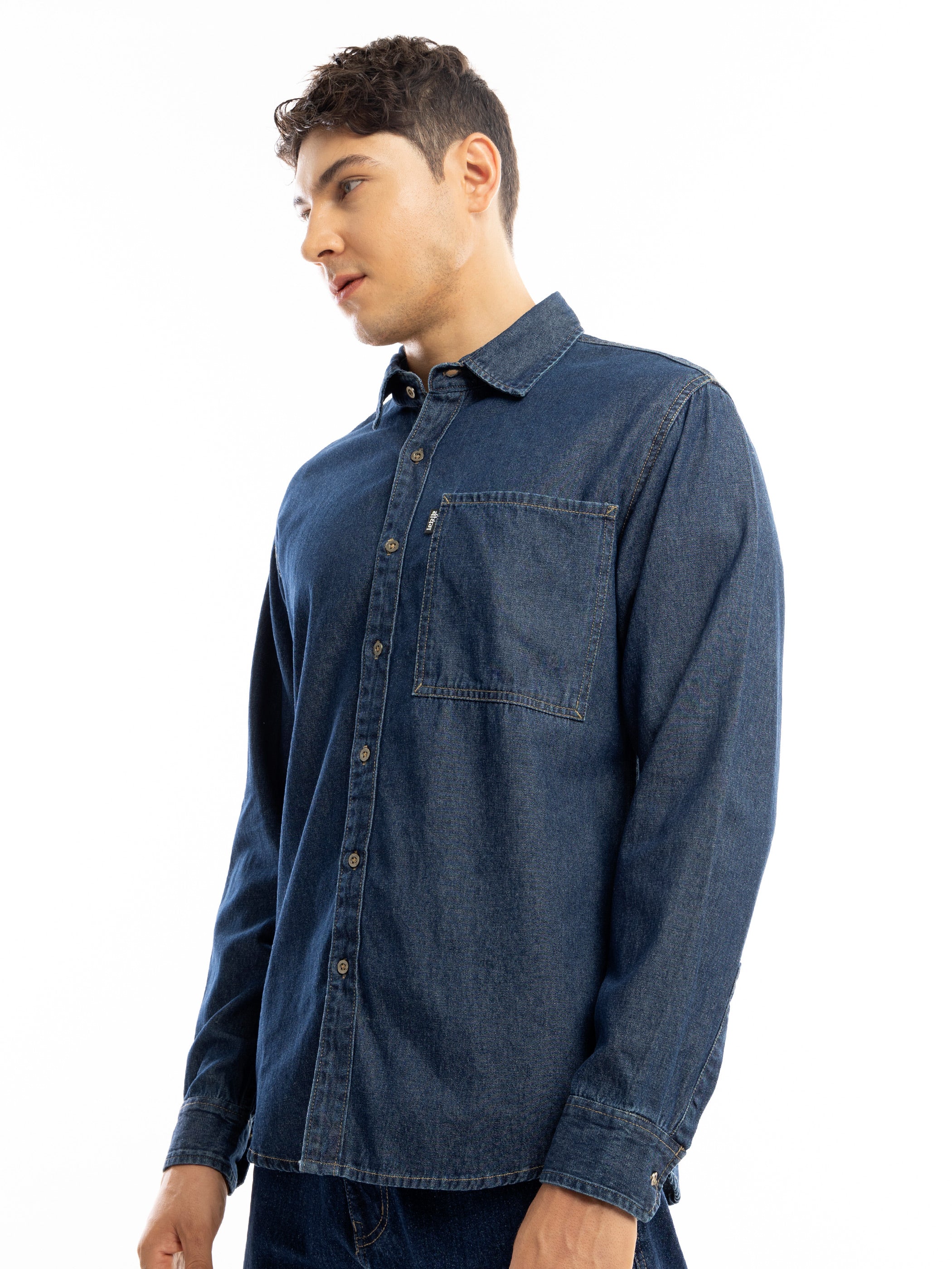 Contrast Stitch Men's Denim Shirt - Image 4