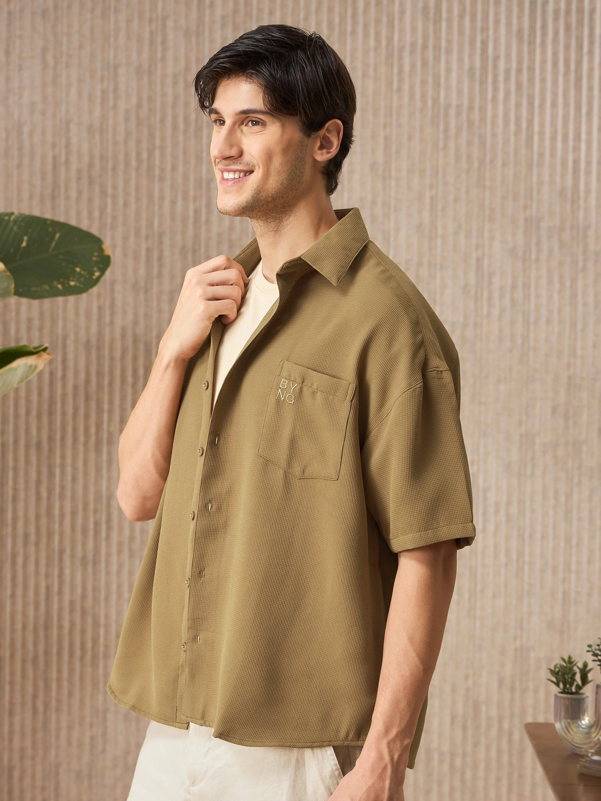 Half Sleeve Waffle Shirt for Men - Image 7