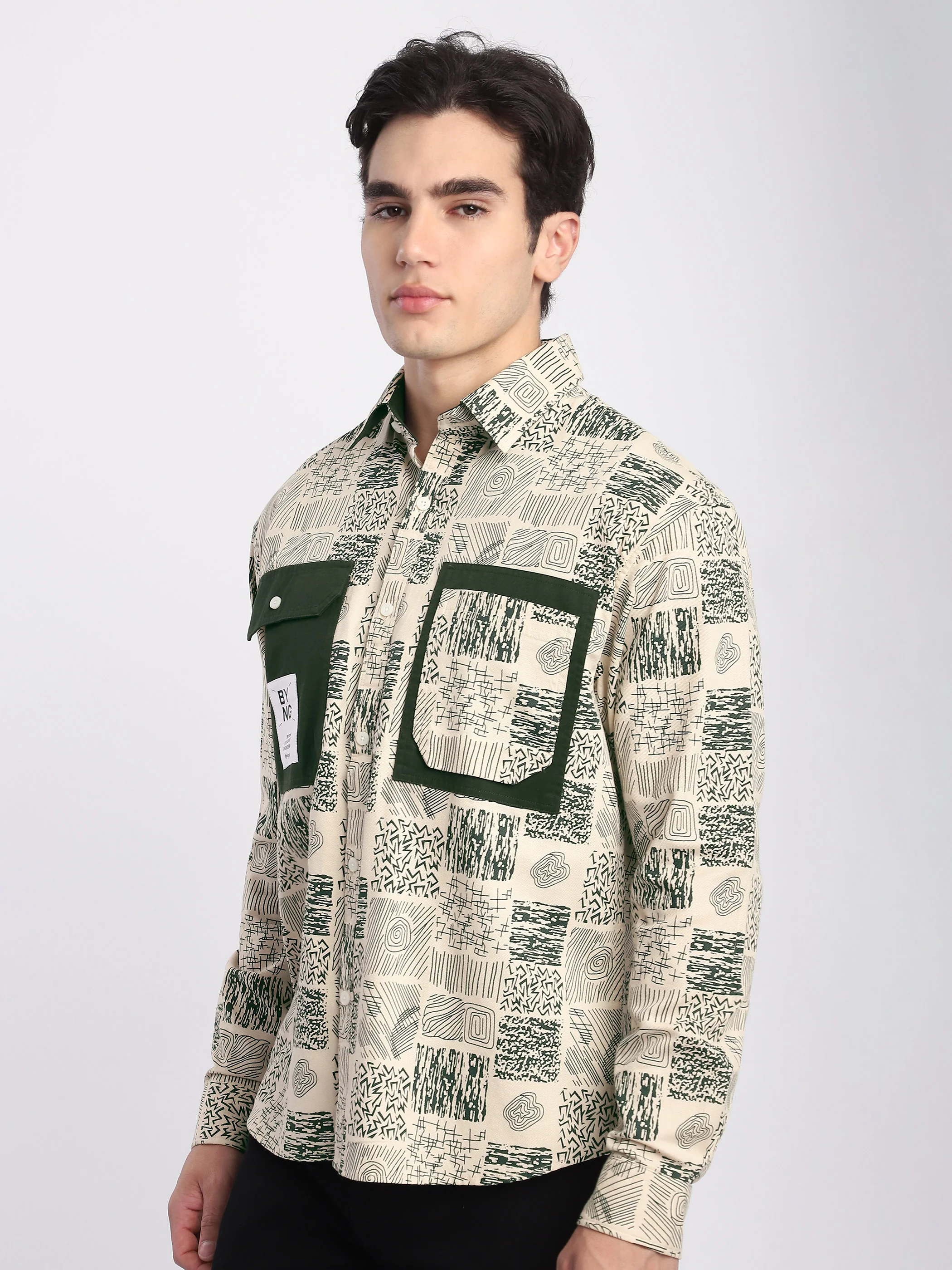 Geometric Abstract Printed Shacket - Image 3