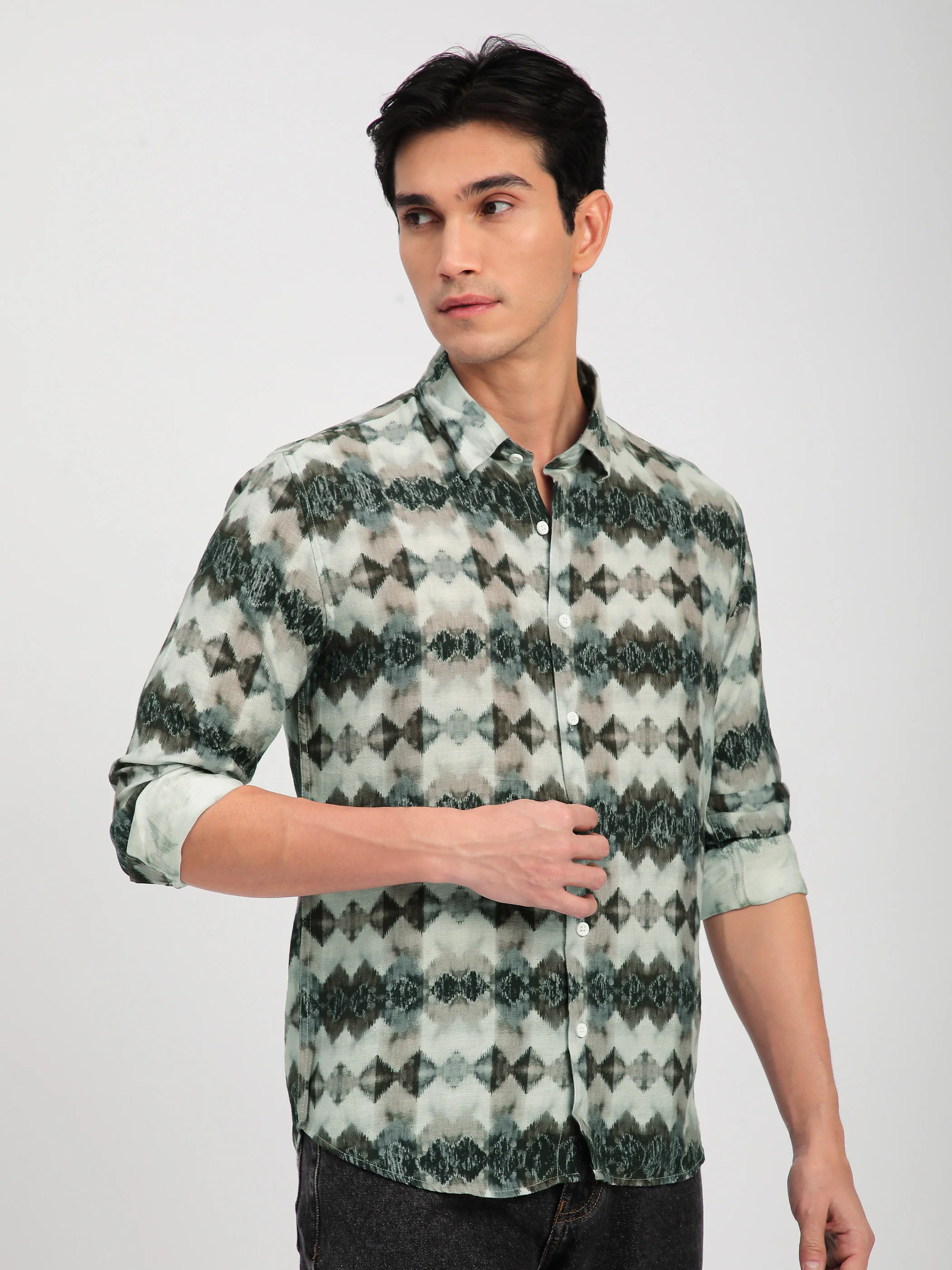 Abstract Tribal Printed Shirt - Image 2