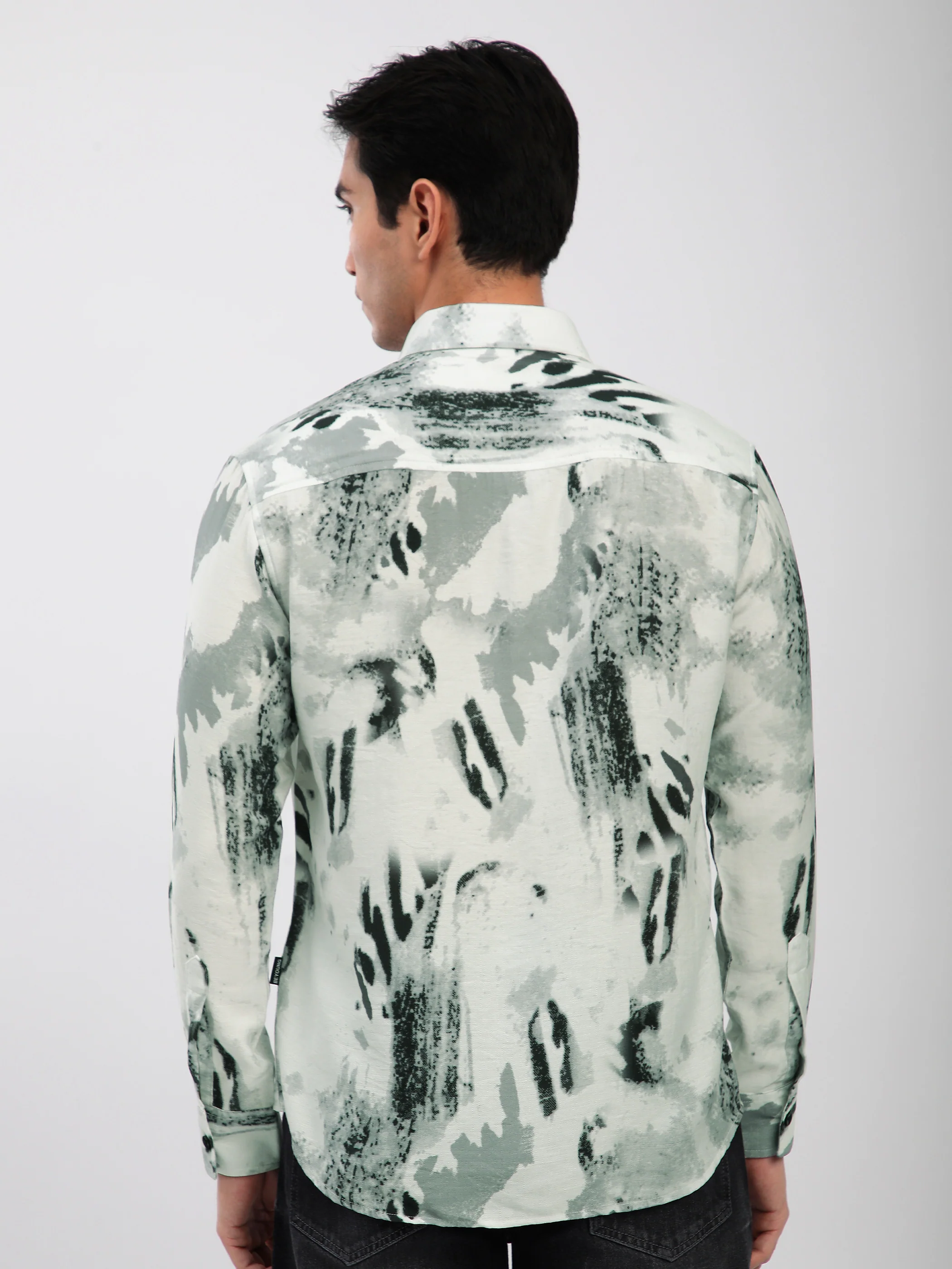 Abstract Brush Stroke Printed Shirt - Image 5