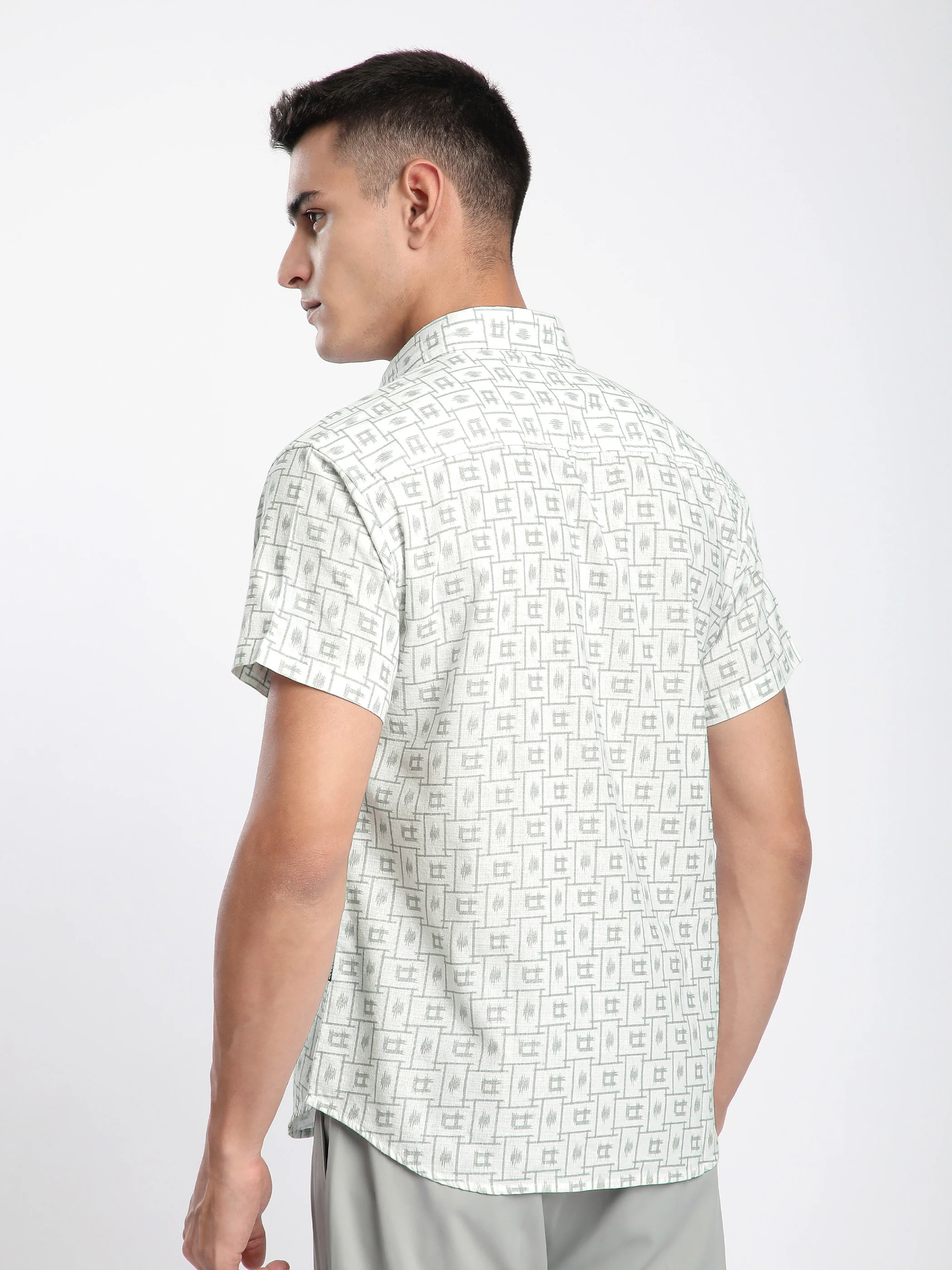 Grid Lock Half Sleeve Cotton Shirt - Image 3