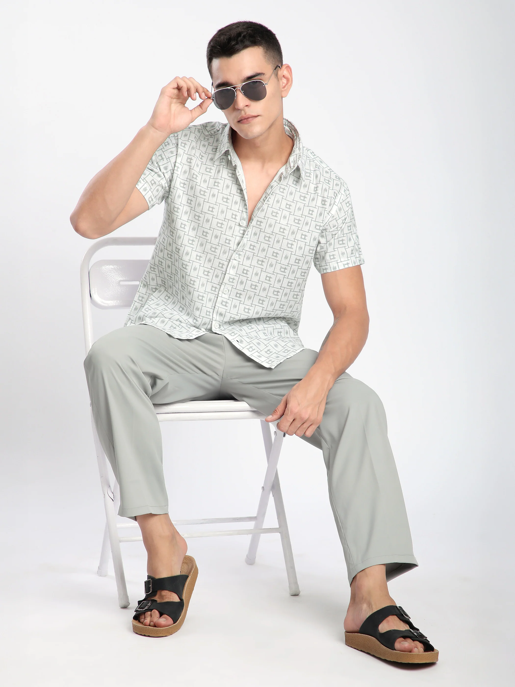Grid Lock Half Sleeve Cotton Shirt - Image 4
