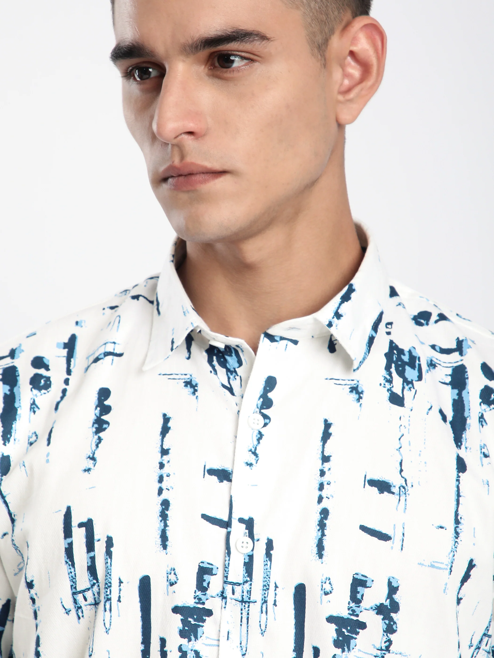 Abstract Brush Stroke Printed Shirt - Image 5