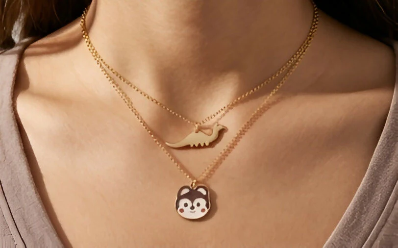Cartoon Animal Face & Dinosaur Pendant Necklace Set (2 Pieces) - Image 2