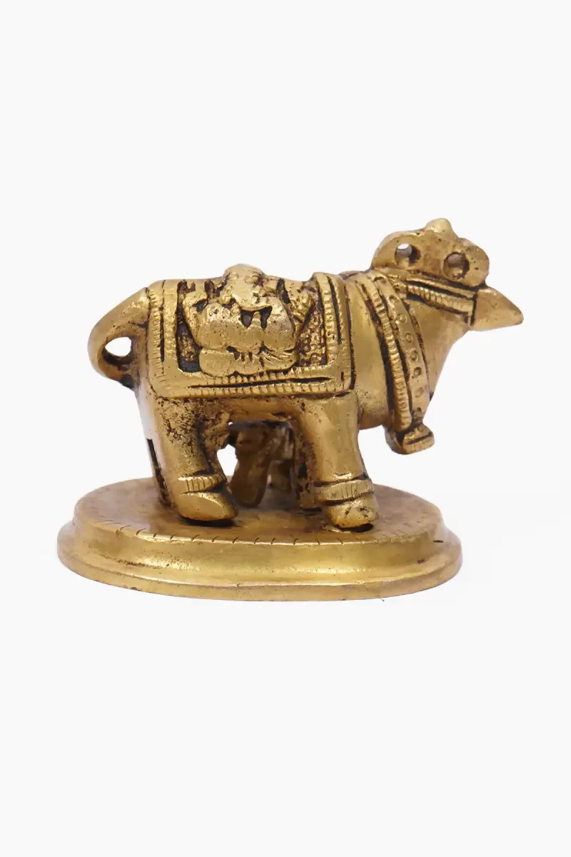 Classic Divine - Brass Kamdhenu Cow with Calf Idol - 4cm - Image 7