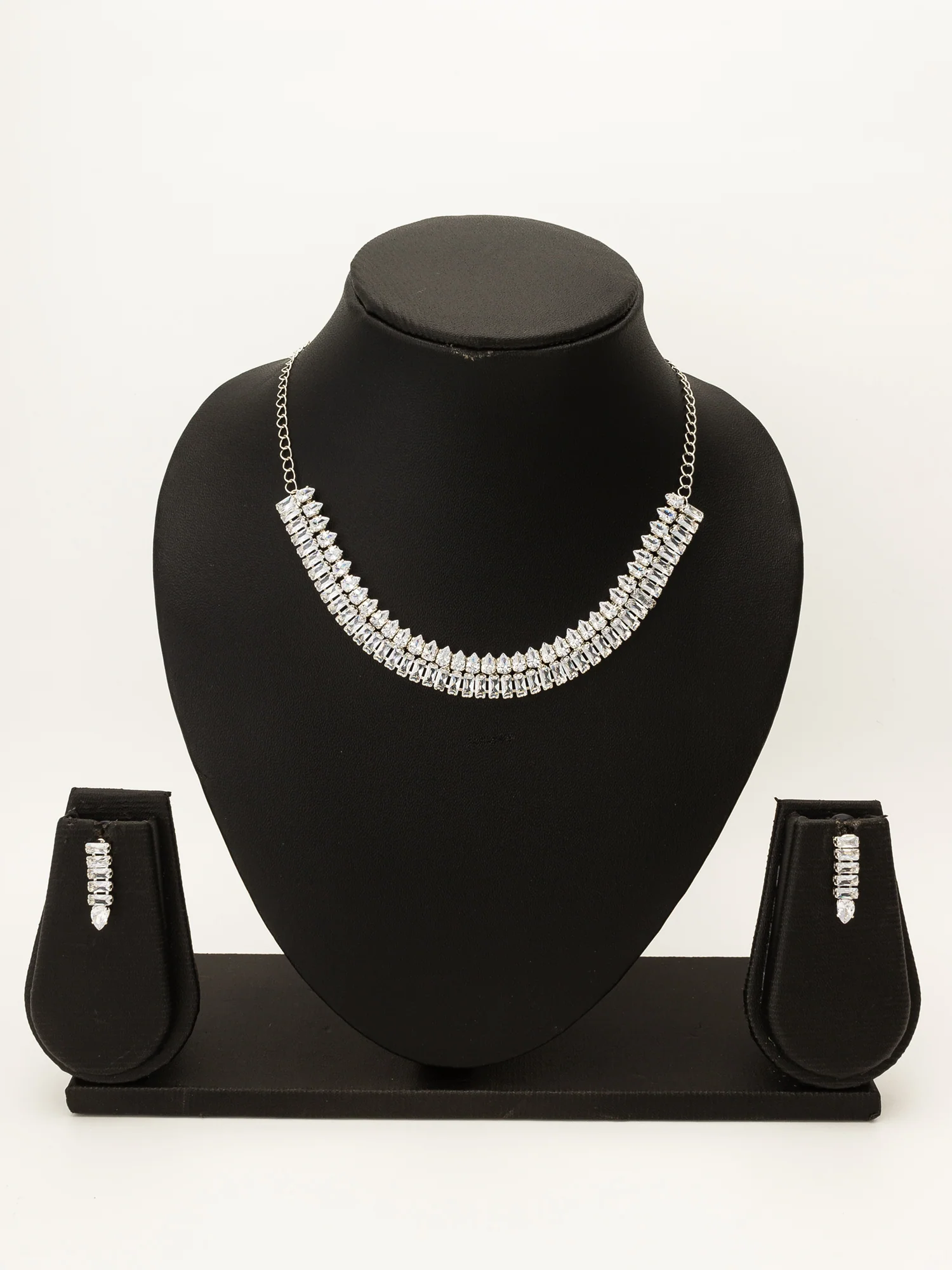 Classic Linear Baguette AD Necklace Set with Earrings - Image 4