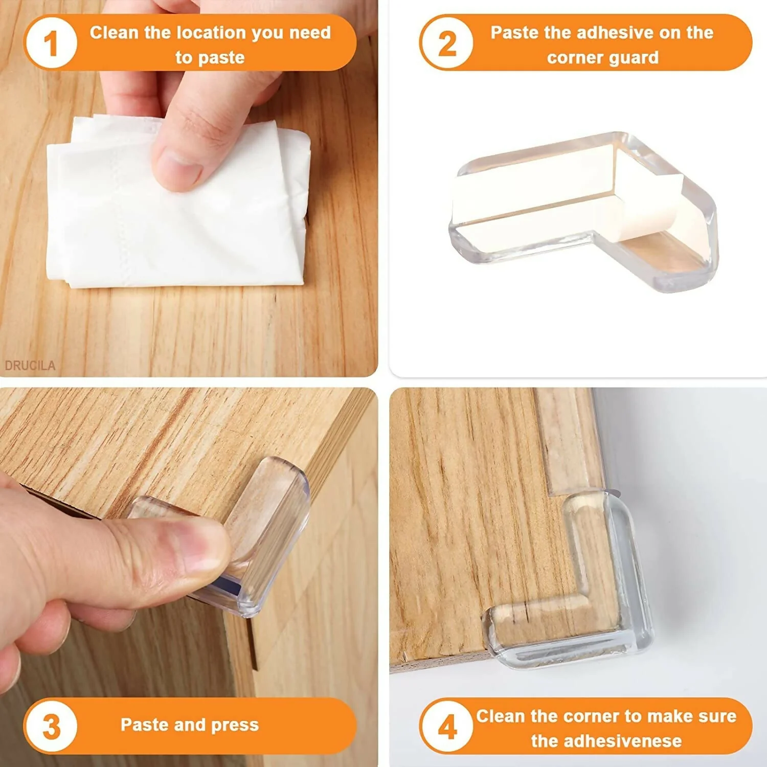 Clear Corner Protectors for Baby Safety (Pack of 4) Transparent Furniture Edge & Table Guards Soft Cushion Bumpers to Prevent Injuries from Sharp Corners - Image 5