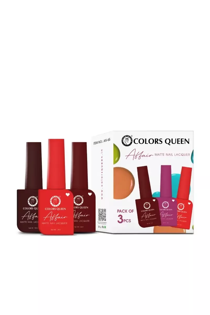 Colors Queen Affair Semi Matte Glossy Nail Polish - Pack Of 3 (Shade 01) - Image 2
