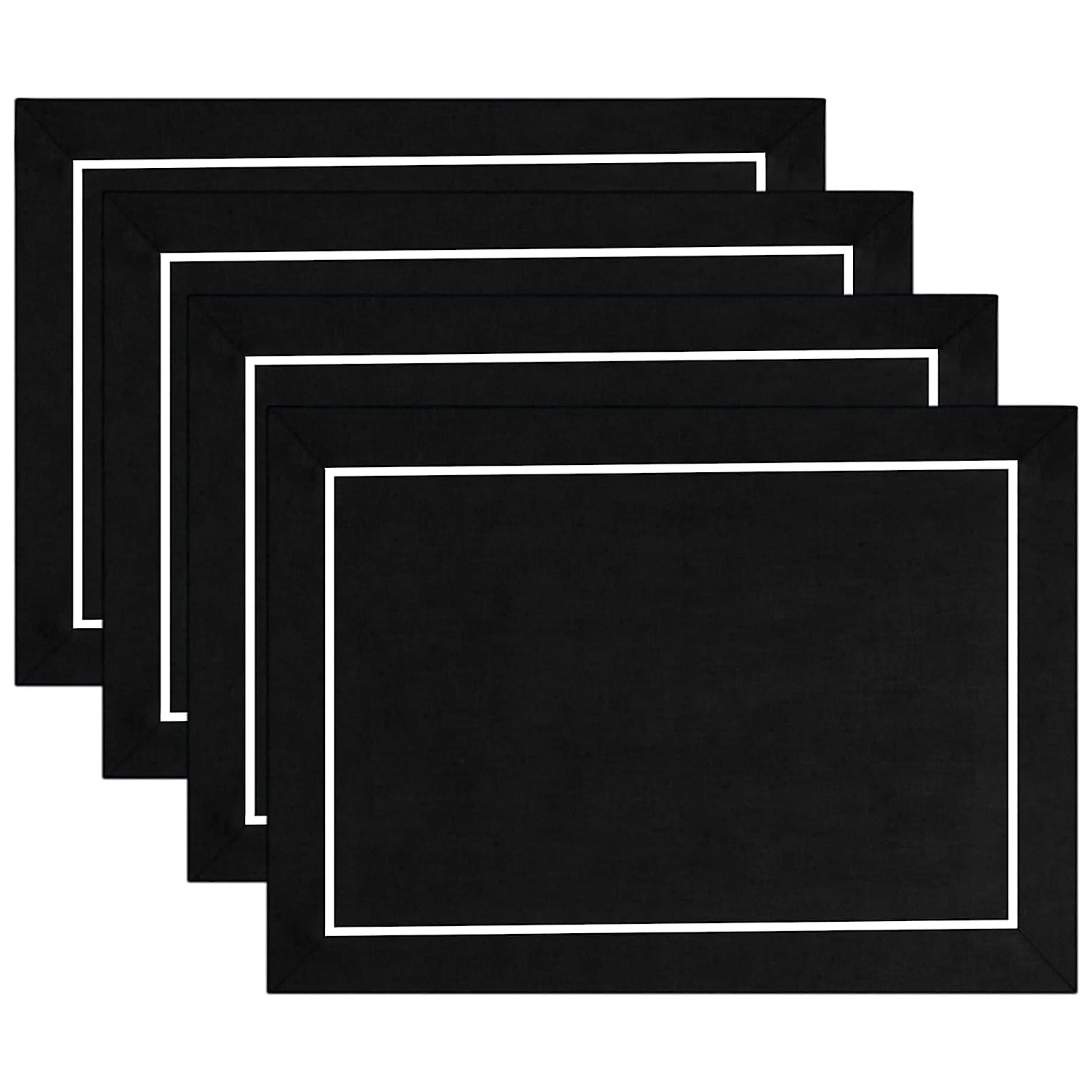 D'Moksha Homes-Black and White Linen Placemats, Reversible, 14 x 19 inch, 4 pcs - Image 2