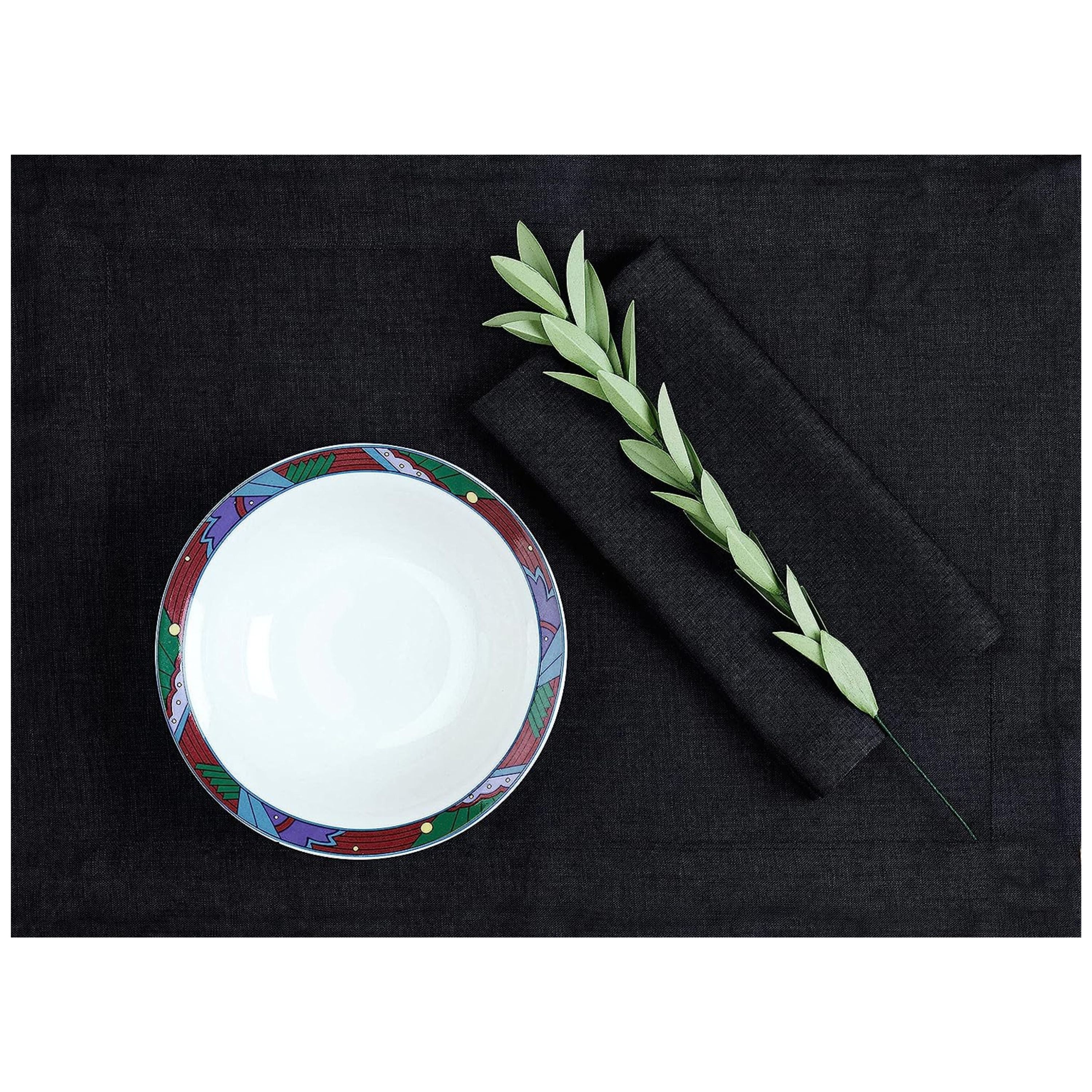 D'Moksha Homes-Black and White Linen Placemats, Reversible, 14 x 19 inch, 4 pcs - Image 4