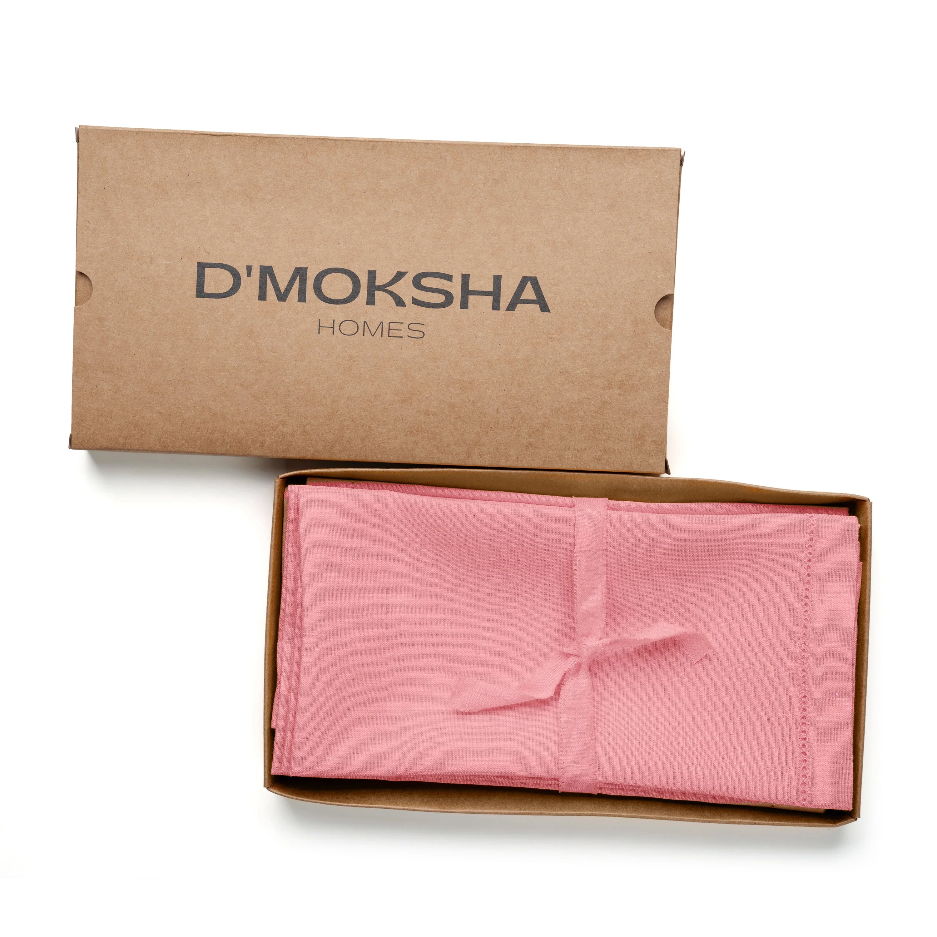 D'Moksha Homes-Dusty Pink Linen Napkins, Hemstitch, 20 x 20 inch, 4 pcs - Image 4