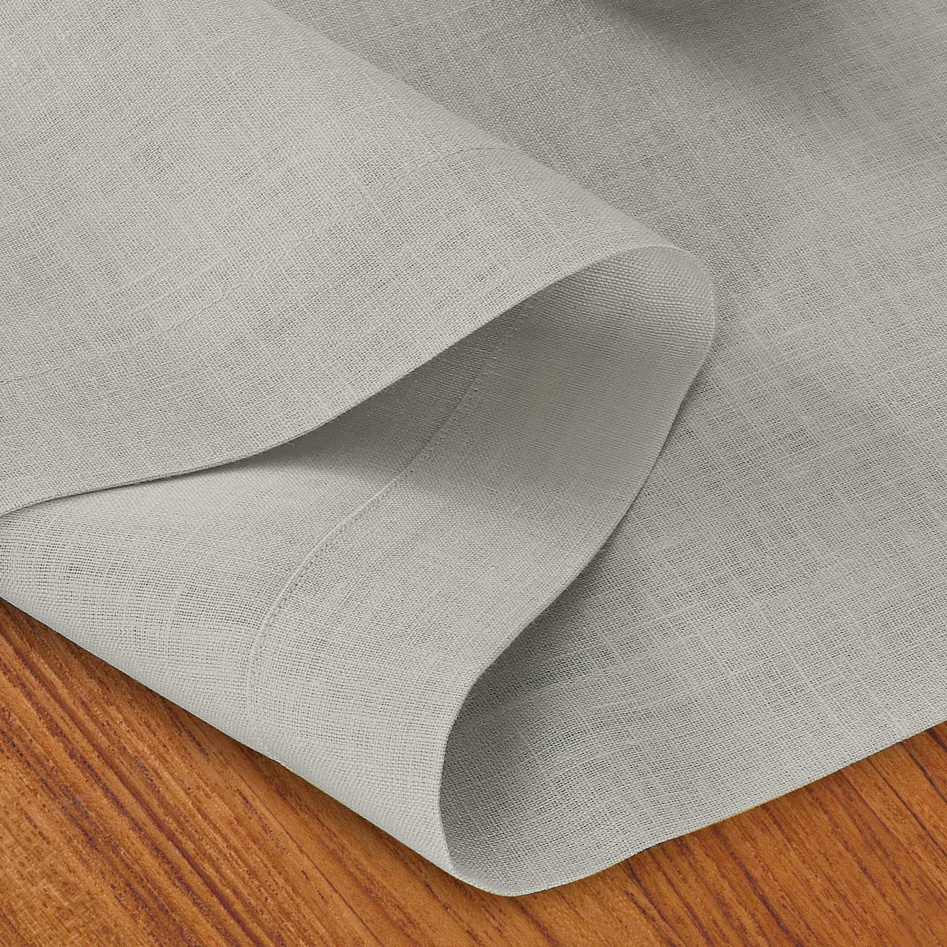 D'Moksha Homes- Silver Grey Linen Table Runner, Hemmed - Image 3