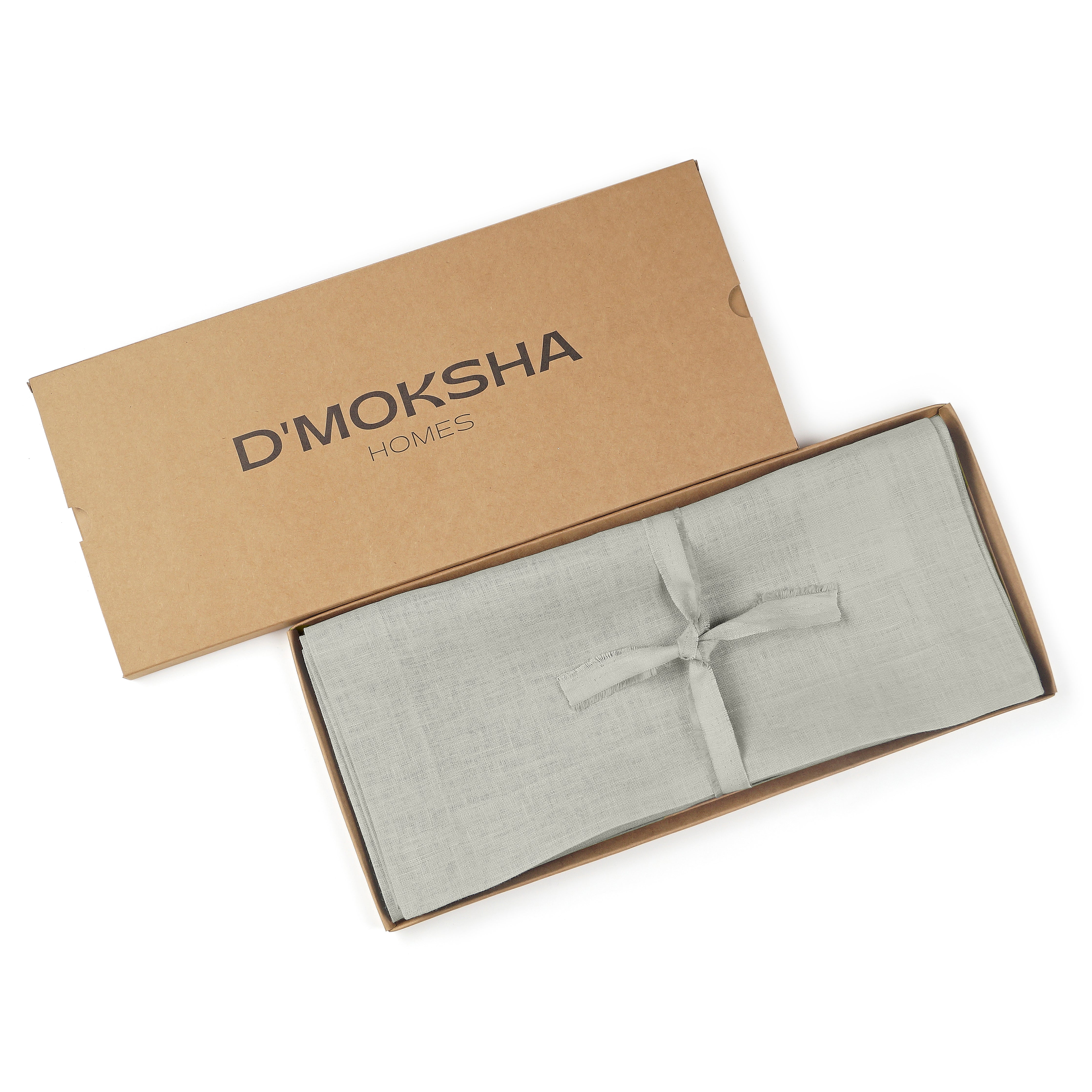 D'Moksha Homes- Silver Grey Linen Table Runner, Hemmed - Image 4