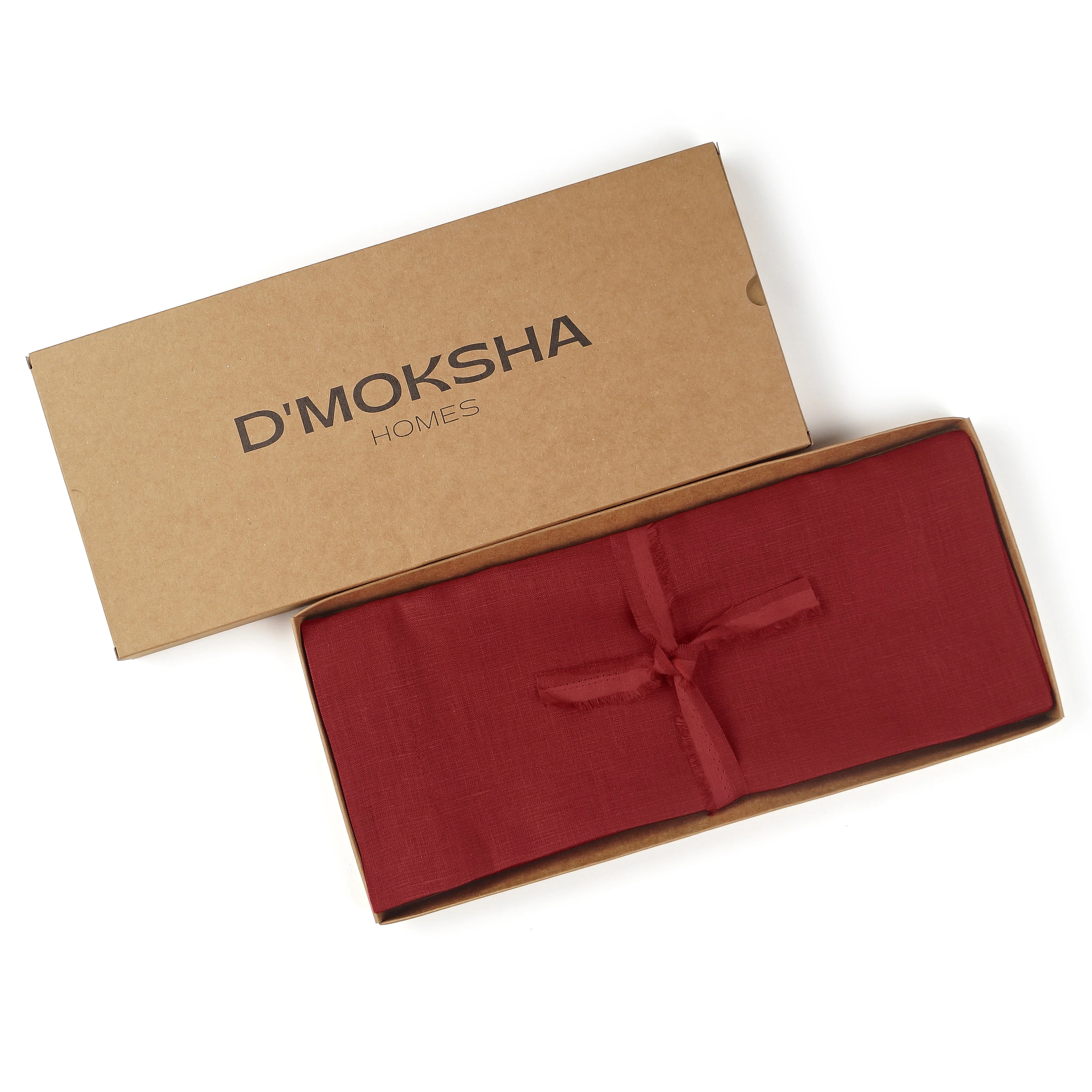 D'Moksha Homes- Red Linen Table Runner, Hemmed - Image 4