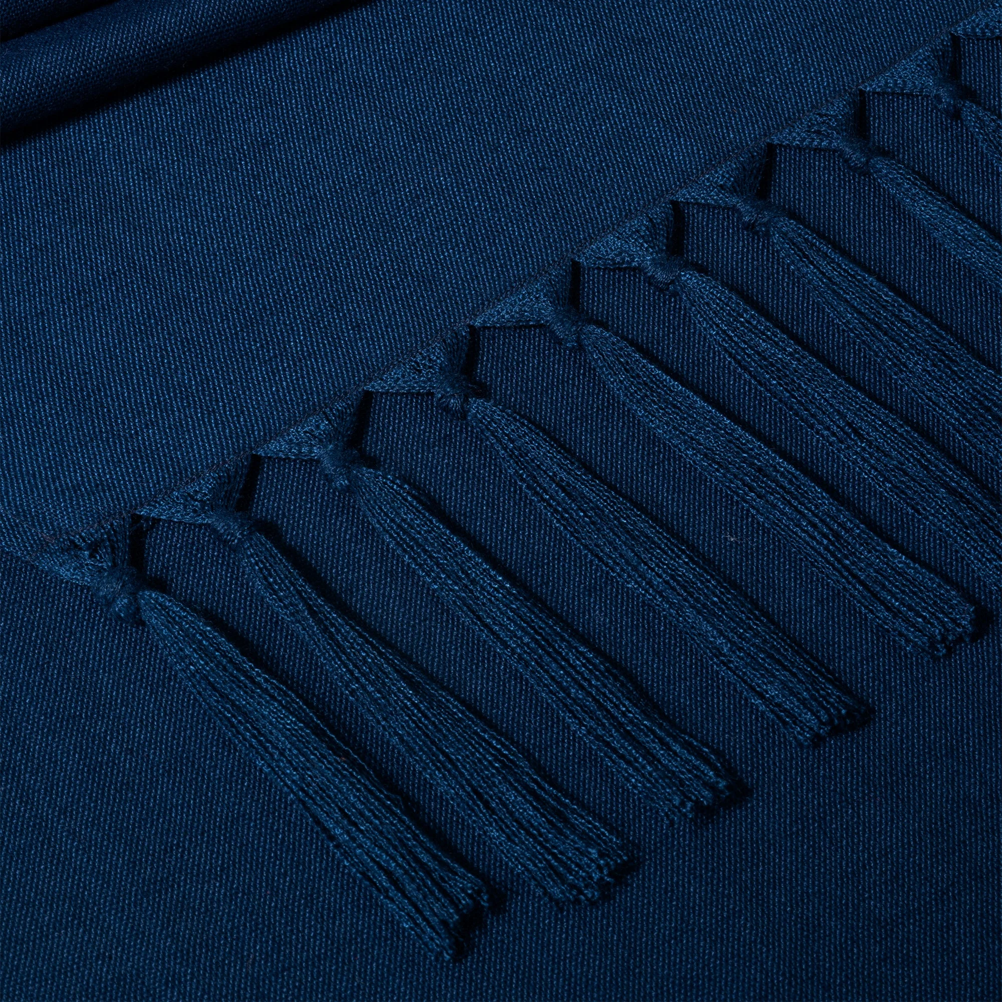 D'Moksha Homes-Navy Blue Faux Linen Table Runner - Tassel - Image 3