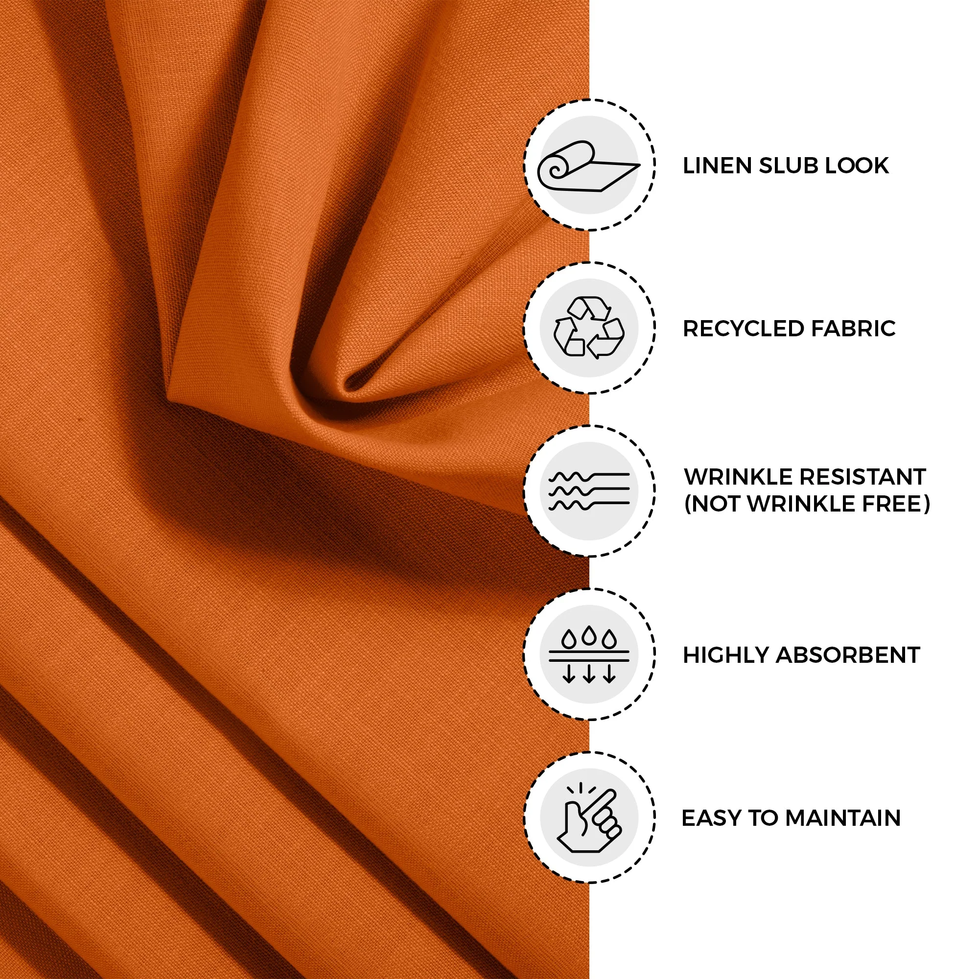 D'Moksha Homes-Orange Faux Linen Napkins, Mitered Corner, 20 x 20 inch, 4 pcs - Image 3