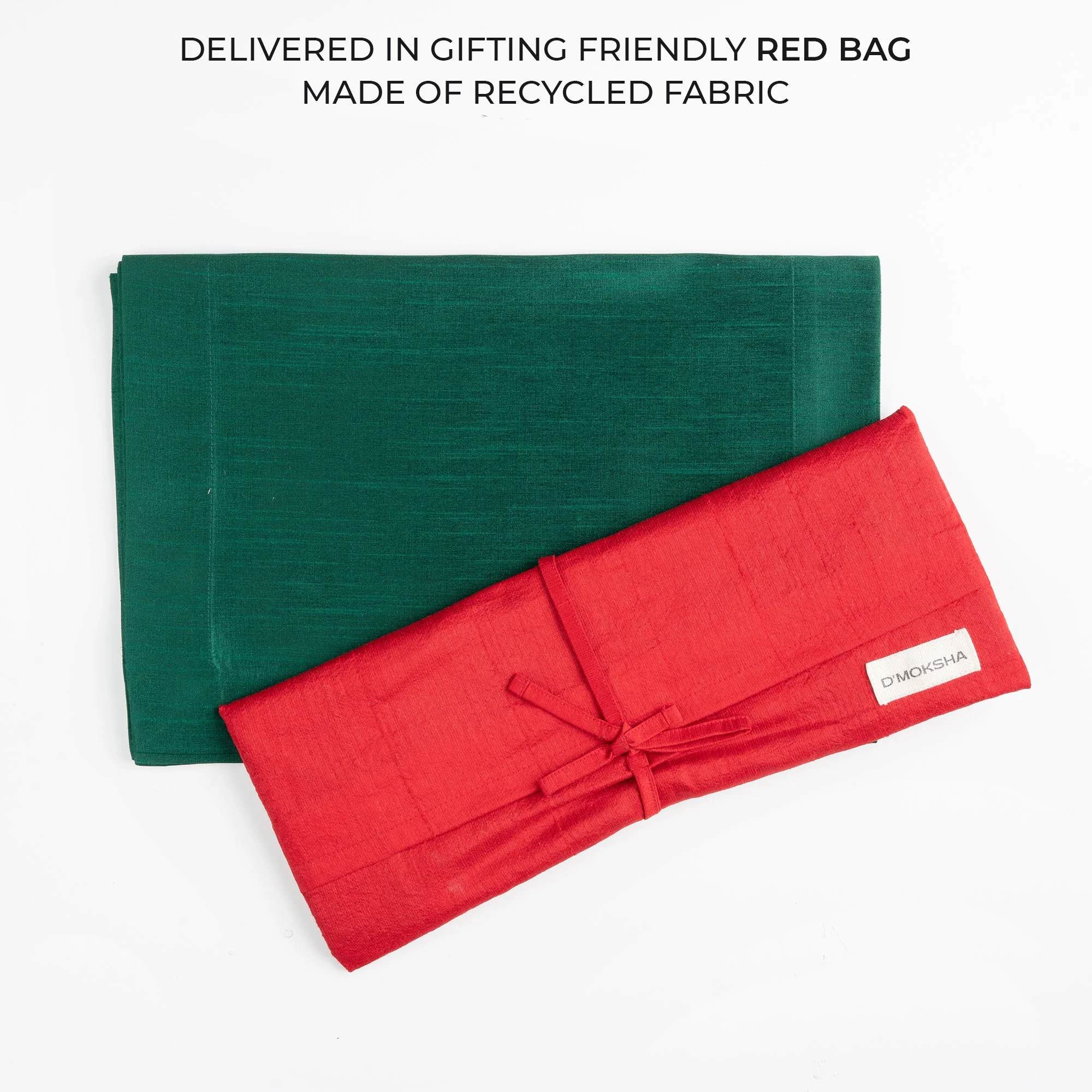 Emerald Green Vegan Silk Placemats, Mitered Corner, 14 x 19 inch, 4 pcs - Image 4