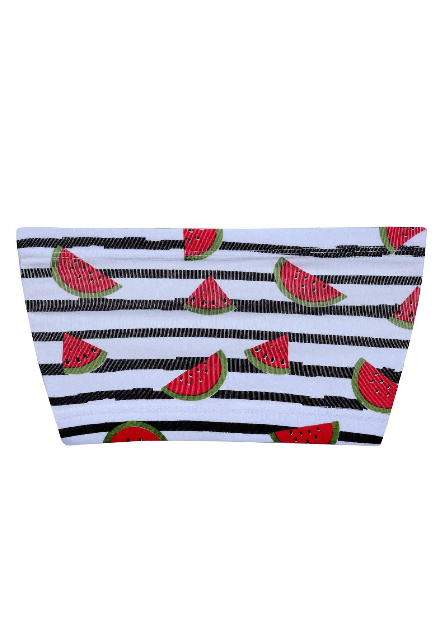 D'chica Essentials Assorted Double-Layer Cotton Tube Bra | Non-Padded Strapless Bra | Red Watermelon Print Bra (Colour-White) - Image 2