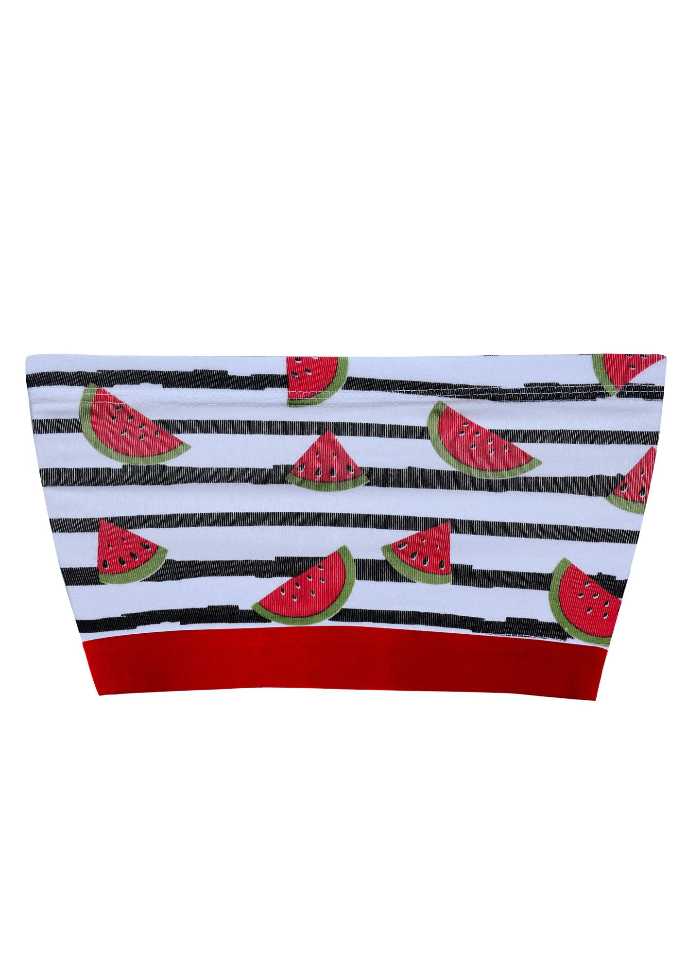D'chica Essentials Assorted Double-Layer Cotton Tube Bras | Non-Padded Strapless Bra | Red Watermelon Print Bra| Color White| - Image 5
