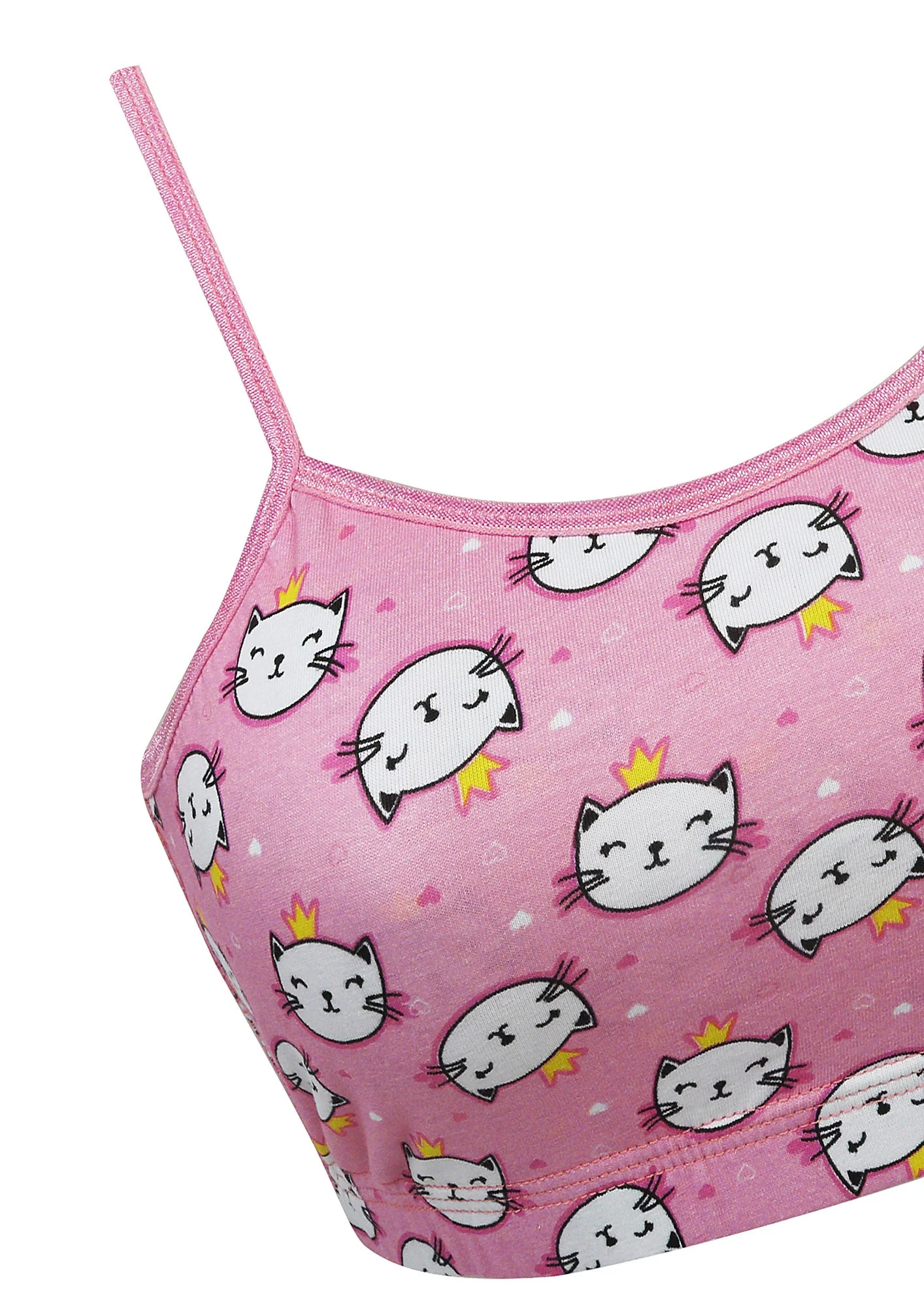 D'chica Essentials Assorted Double-Layer Thin Strap Cotton Sports Bra | Non-Padded Beginner Bra | Kitty Print Bra - Image 3