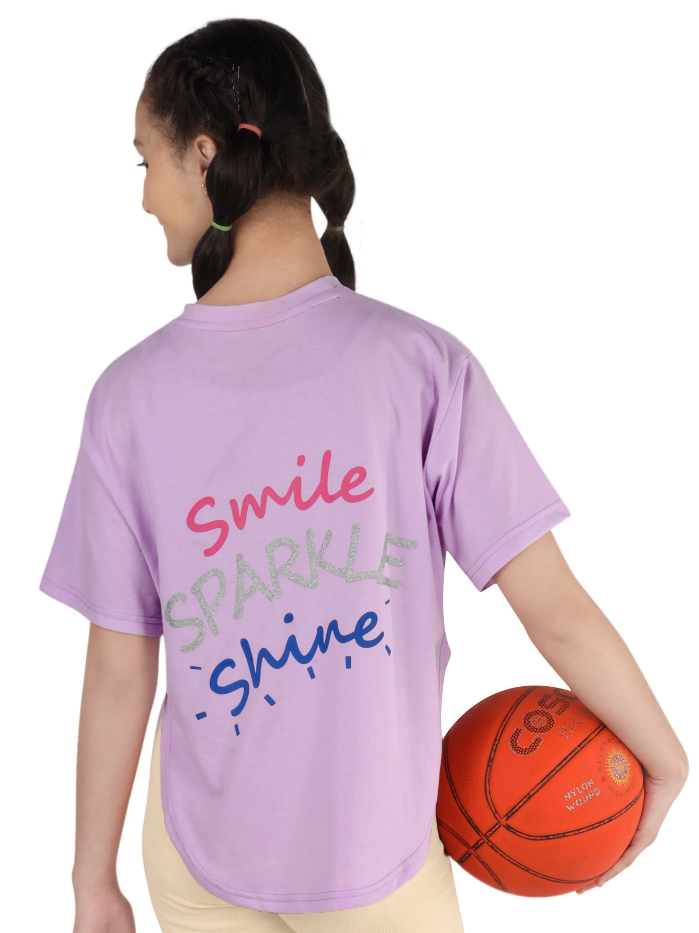 D'chica Essentials Assorted Stylish T-Shirt | Long Back, Short Front Design | Breathable Cotton for Everyday & Sports Wear( Colour purple) - Image 2