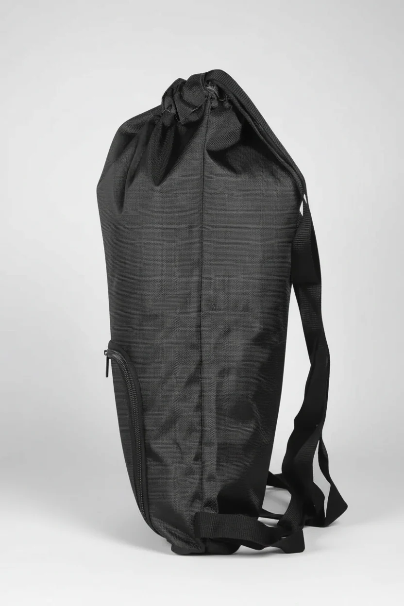 Double Shoulder Travel Drawstring Backpack for Unisex - Black - Image 4