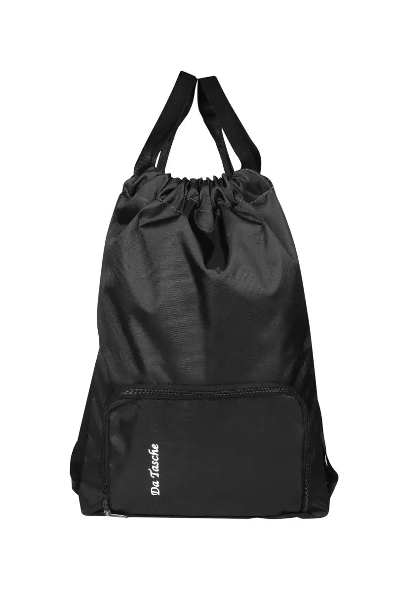 Double Shoulder Travel Drawstring Backpack for Unisex - Black - Image 7
