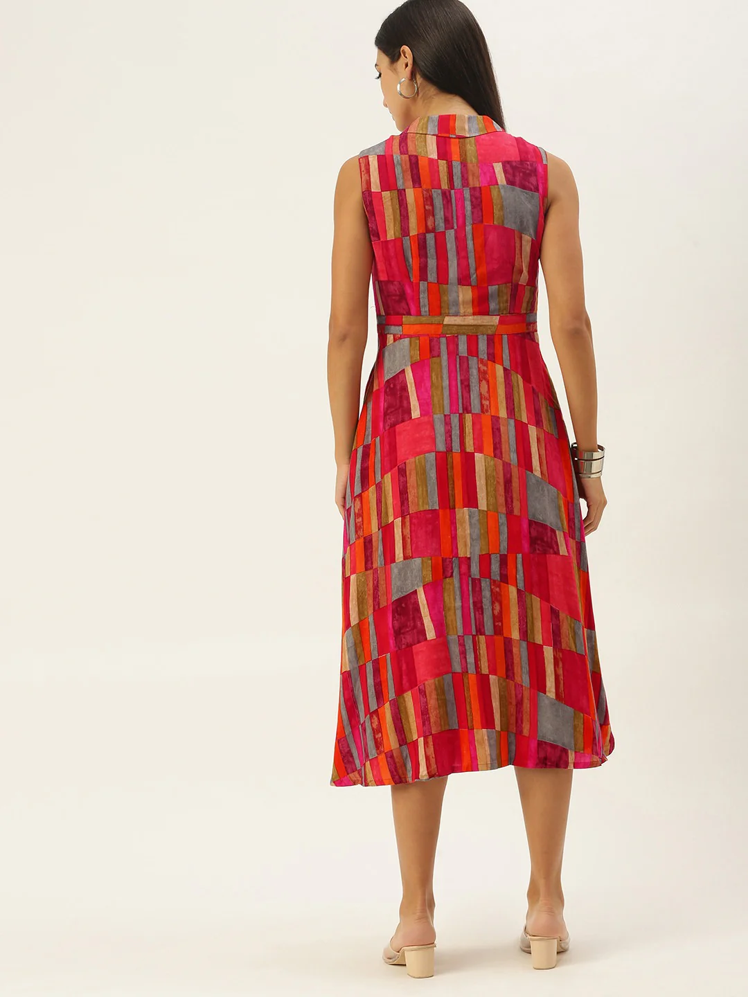 Bollywood Vogue Ready To Wear Multicolored Rayon High N Low Dress - Image 4