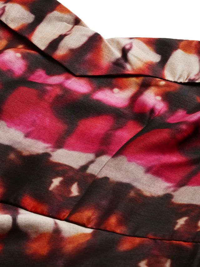 Bollywood Vogue Ready To Wear Multicolored Printed Off Shoulder Style Dress - Image 6