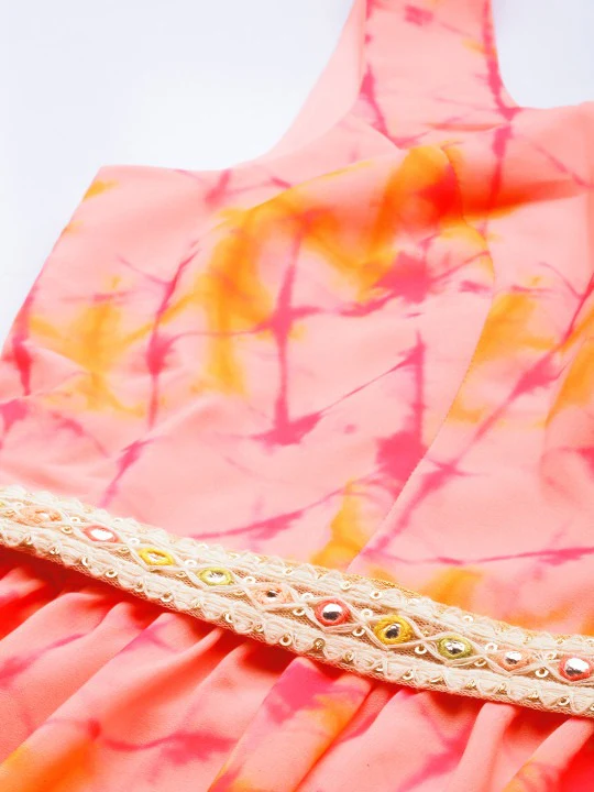 Bollywood Vogue Ready To Wear Multicolored Digital Printed Tiered Dress - Image 3