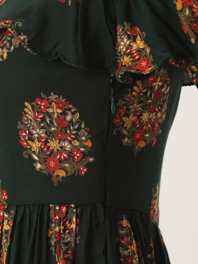 Bollywood Vogue Ready To Wear Green Rayon Printed Strap Neckline Dress - Image 6