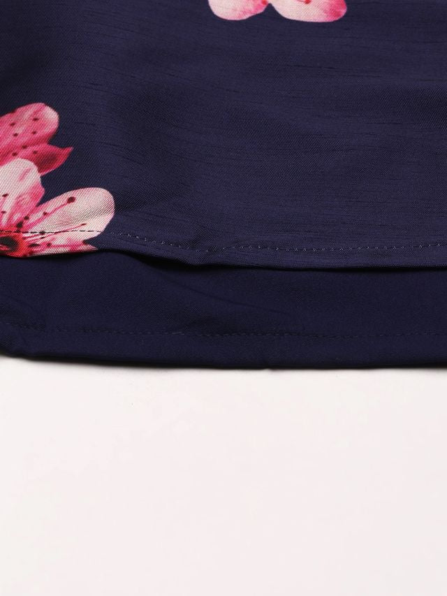 Bollywood Vogue Ready To Wear Blue Printed Art Silk Dress - Image 5