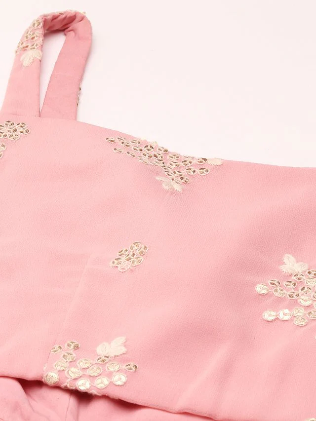 Bollywood Vogue Ready To Wear Pink Embroidered Mini Dress - Image 4