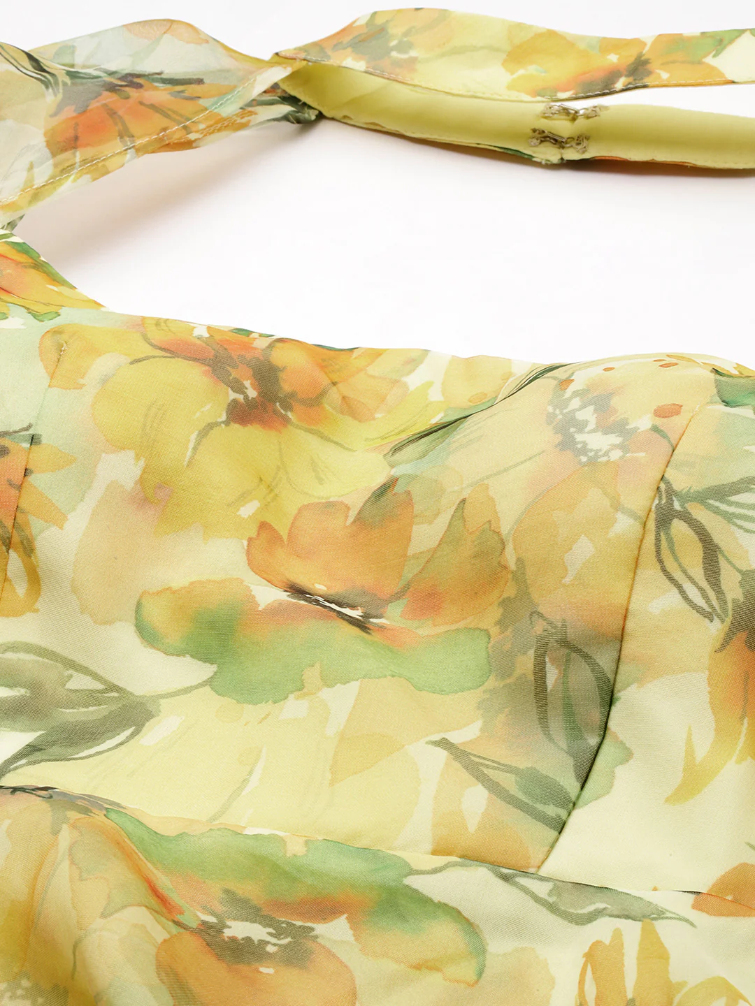 Bollywood Vogue Ready To Wear Yellow Organza Mini Dress - Image 4