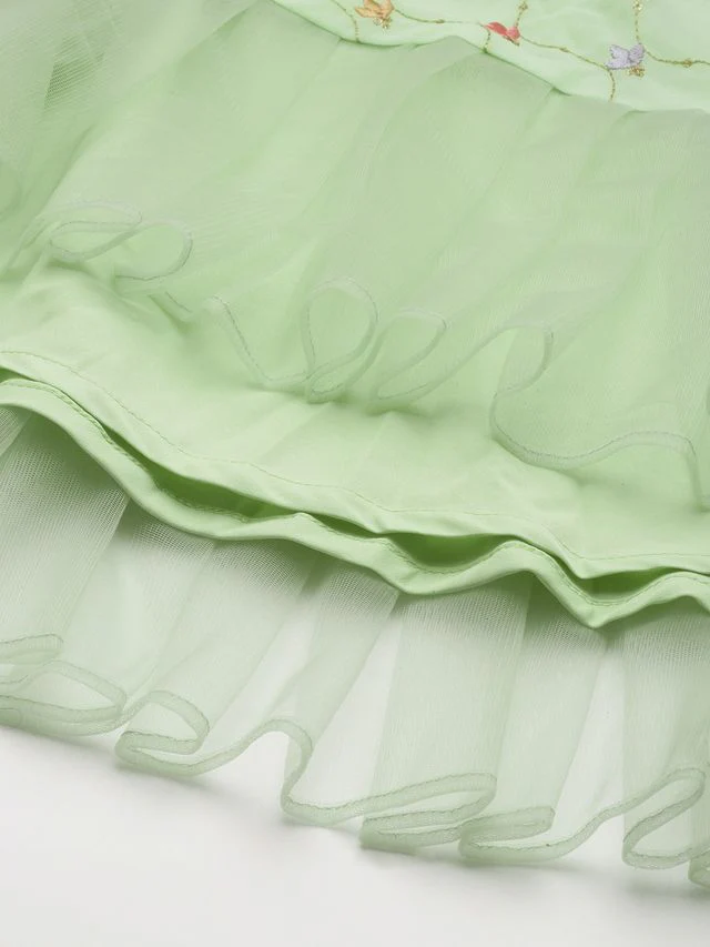 Bollywood Vogue Ready To Wear Green Georgette Embroidered Dress - Image 6