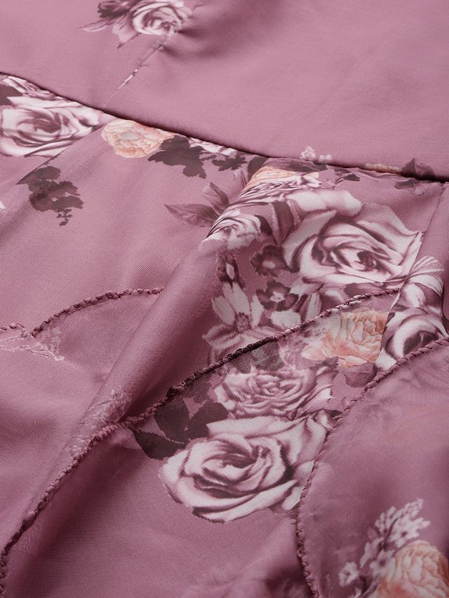Bollywood Vogue Ready To Wear Mauve Organza Digital Printed Dress - Image 5