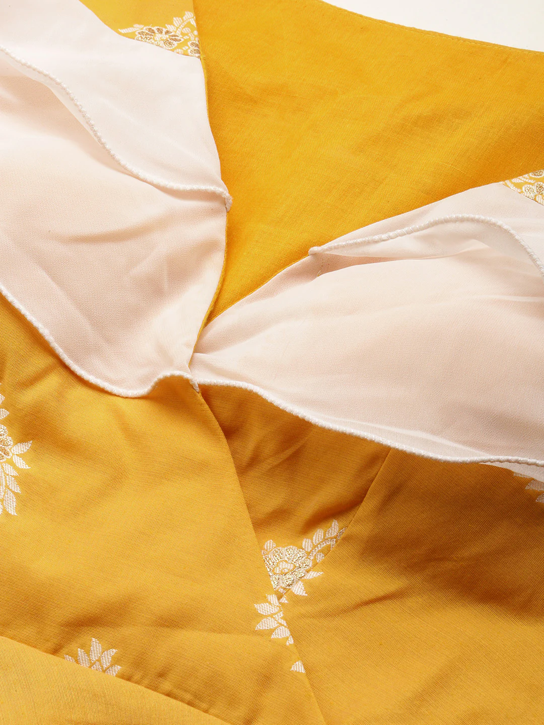 Bollywood Vogue Ready To Wear Mustard Art Silk Ruffled Dress - Image 5