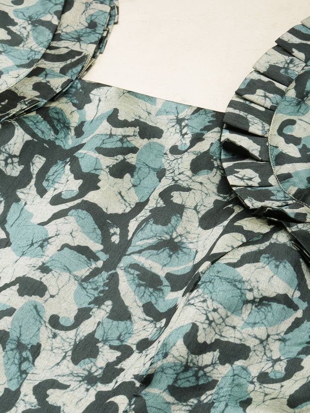 Bollywood Vogue Ready To Wear Sage Green Digital Printed Maxi Dress - Image 6