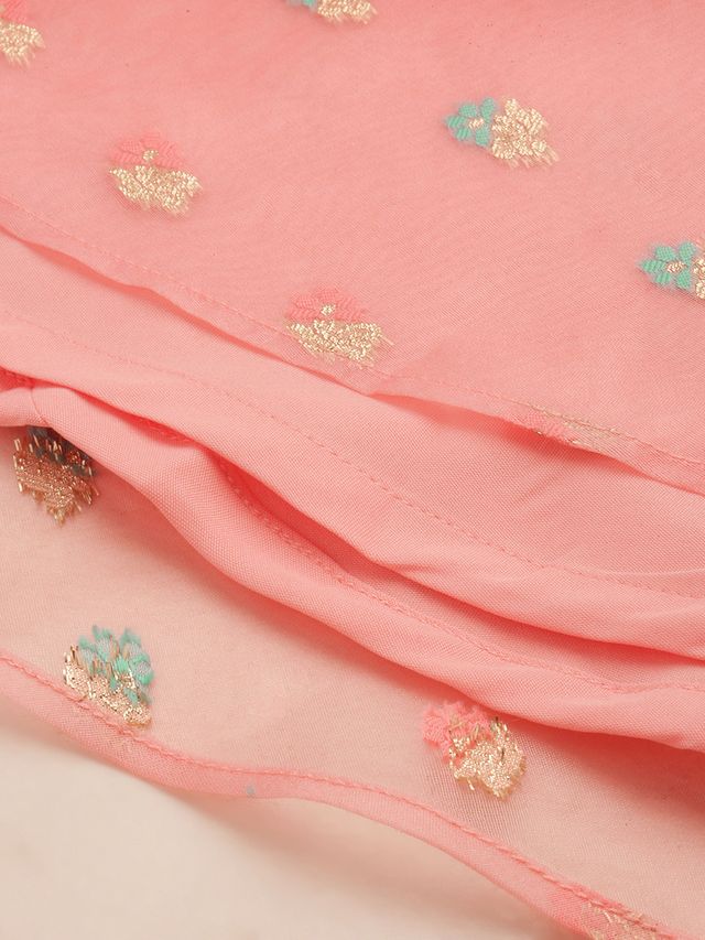 Bollywood Vogue Ready To Wear Pink Organza Jacquard Maxi Dress - Image 6