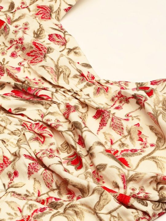 Bollywood Vogue Ready To Wear Beige Printed Rayon Jumpsuits - Image 4
