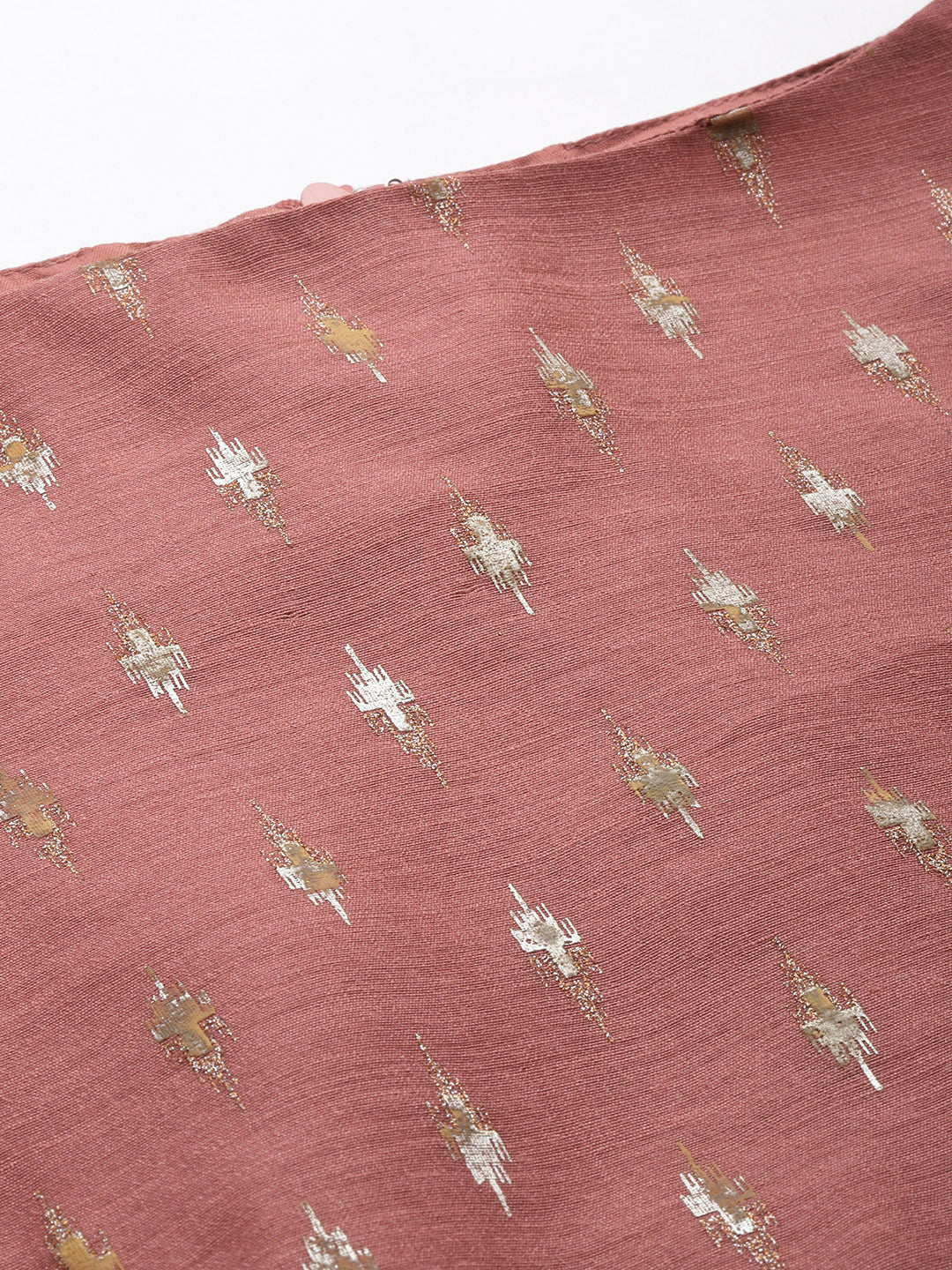 Bollywood Vogue Ready To Wear Peach Art Silk Foil Print Dress - Image 6