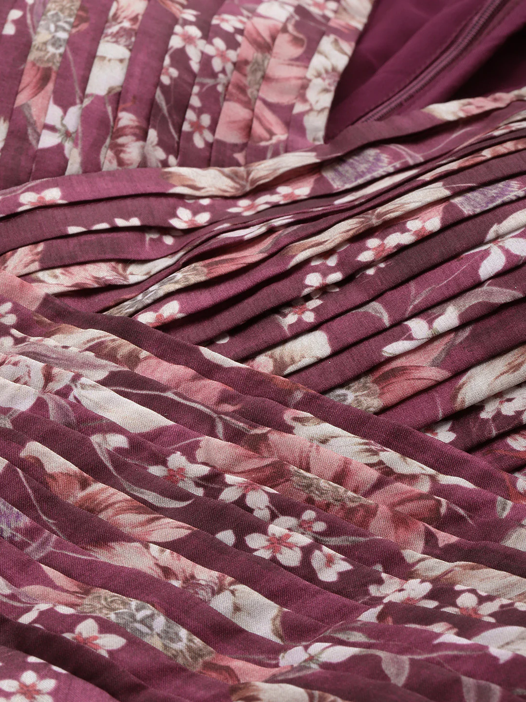 Bollywood Vogue Ready To Wear Maroon Art Silk Printed Gown - Image 5