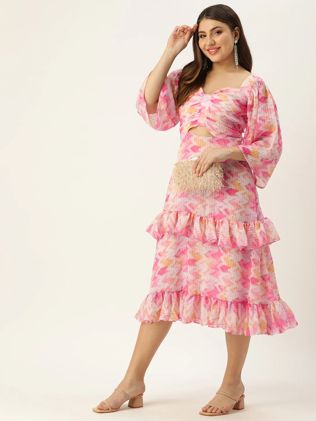 Bollywood Vogue Ready To Wear Multicolored Georgette Printed Dress