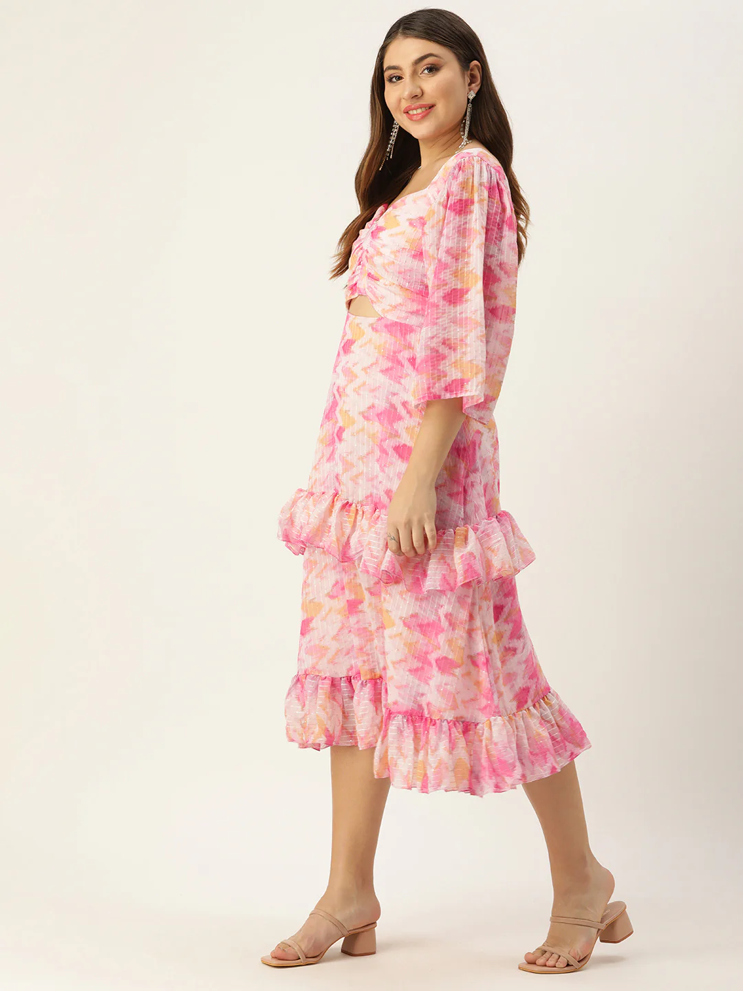 Bollywood Vogue Ready To Wear Multicolored Georgette Printed Dress - Image 2