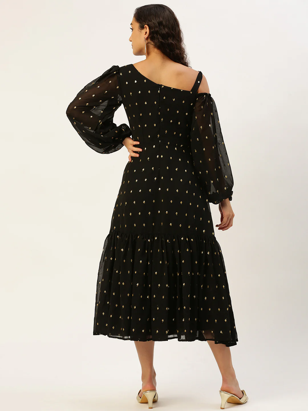 Bollywood Vogue Ready To Wear Black Georgette Embroidered Dress - Image 7