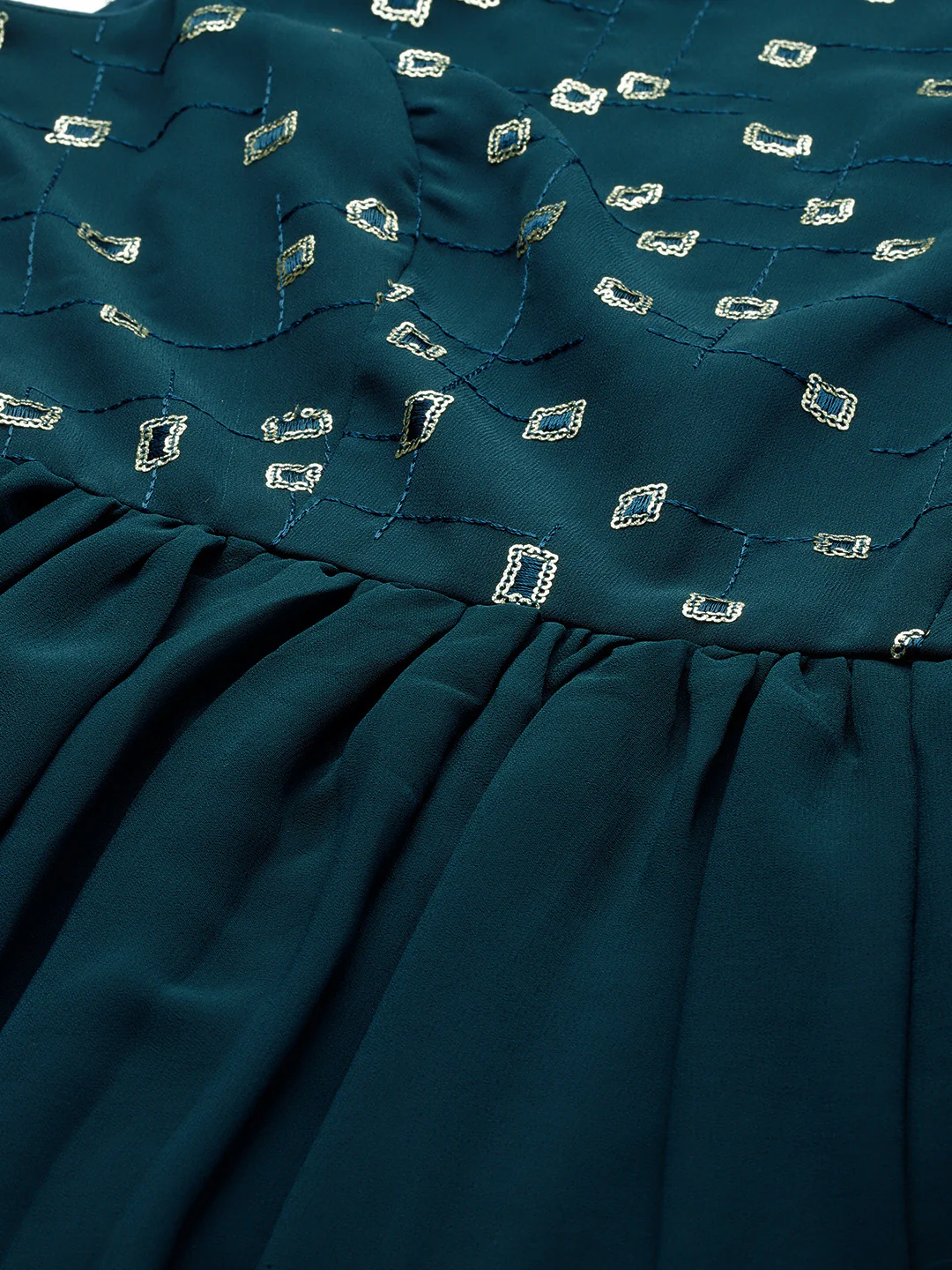 Bollywood Vogue Ready To Wear Blue Embroidered Georgette Dress - Image 5