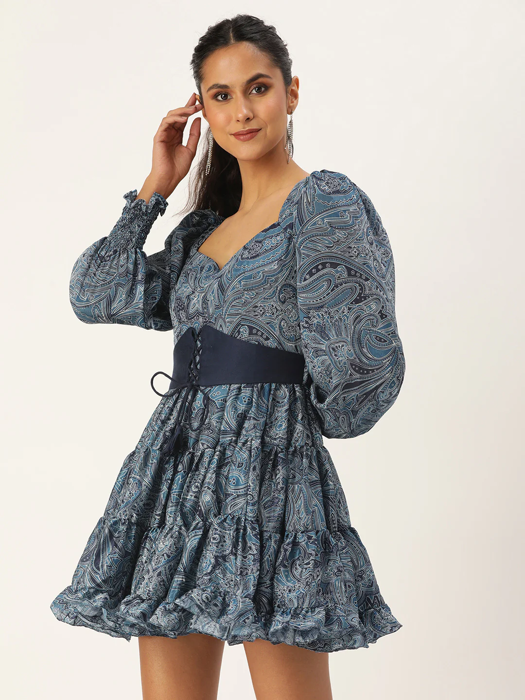 Bollywood Vogue Ready To Wear Multicolored Printed Chinon Dress - Image 2