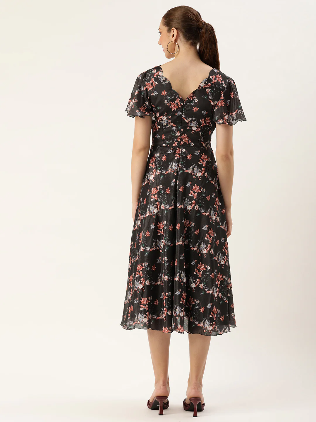 Bollywood Vogue Ready To Wear Black Chinon Side Cut Out Dress - Image 6