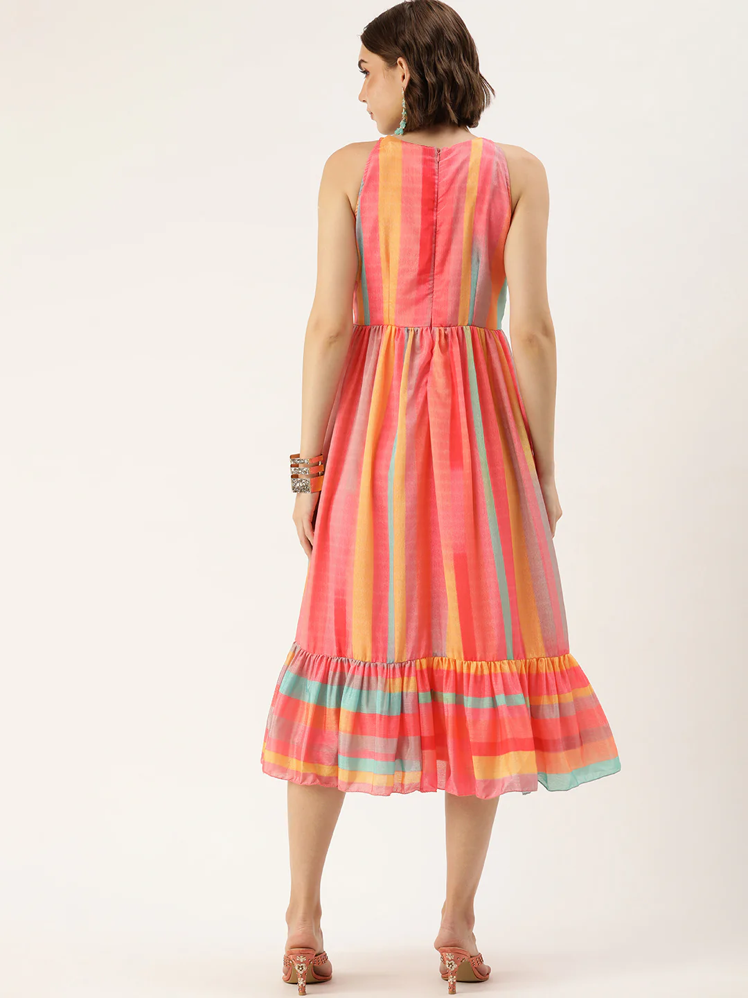 Bollywood Vogue Ready To Wear Multicolor Print  Chinon Dress - Image 7